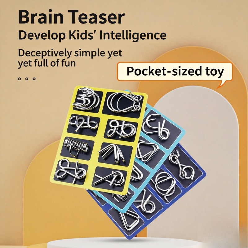 8 Pieces Metal Puzzle Set Clas - Board Game For Kids recension och pris