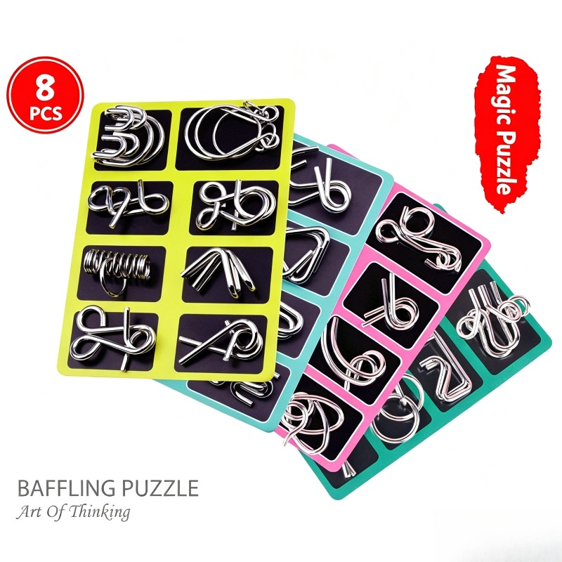 8 Pieces Metal Puzzle Set Clas - Board Game For Kids recension och pris